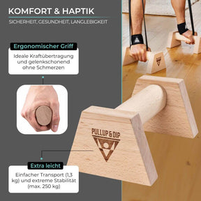 Impugnature push-up in legno con manico ergonomico, comprese le fasce per i polsi