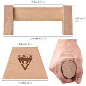 Impugnature push-up in legno con manico ergonomico, comprese le fasce per i polsi